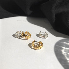 Tiny branch leaf earrings| Hoops| Sterling Silver| Olive branch| Peace| Dainty| Delicate| Cutest|