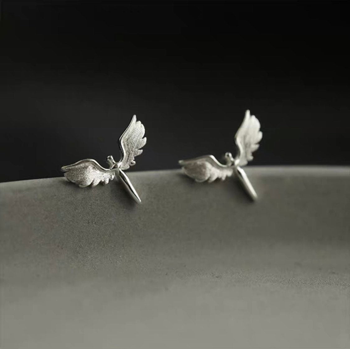 Tiny Angel Earrings| Studs| Angel wing earrings| Sterling Silver| Dainty| Gifts for kids| Cute|