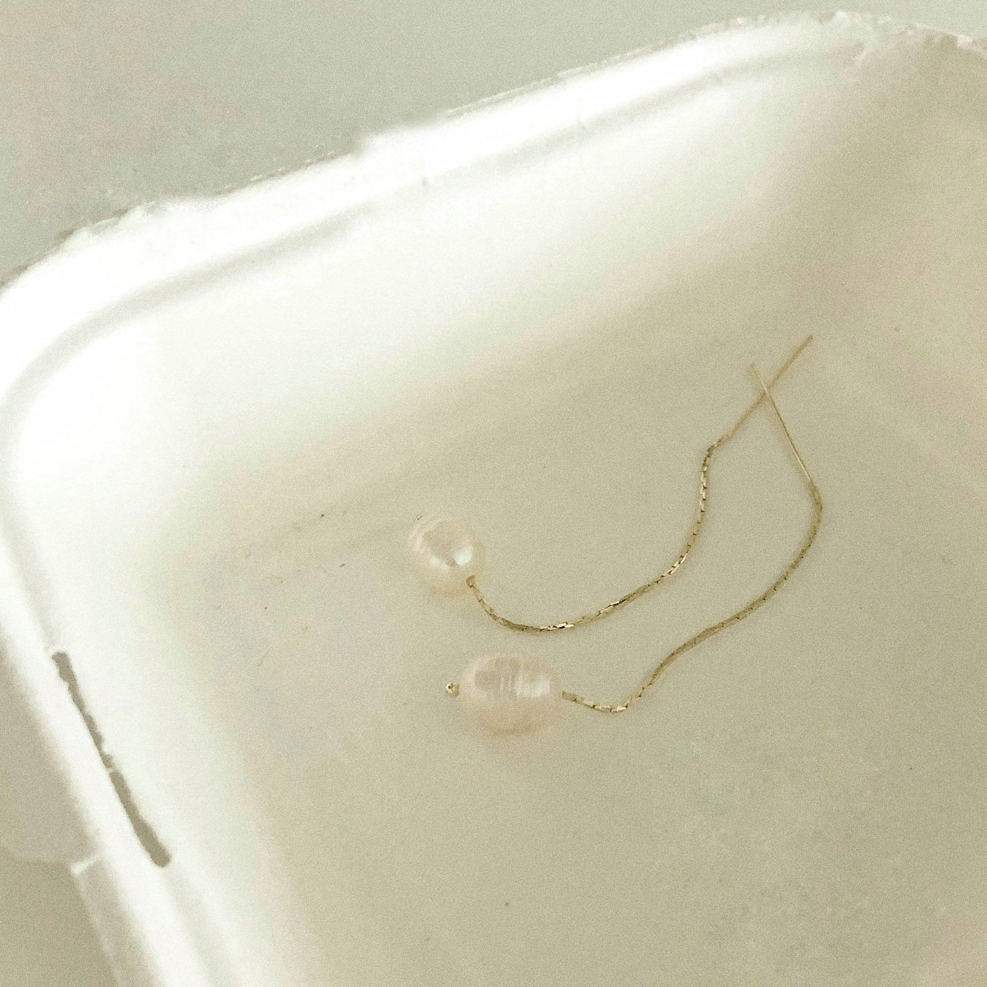 Real freshwater threader pearl earrings | Baroque pearl threader earrings | Dainty | Elegant | Pearls Chain earrings | Holiday | Best Gift