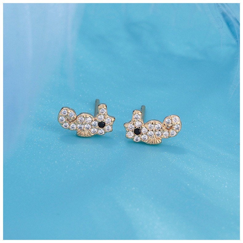 Tiny seahorse stud earrings , Sterling Silver, Cute, Ocean, Sea animals, Best gift