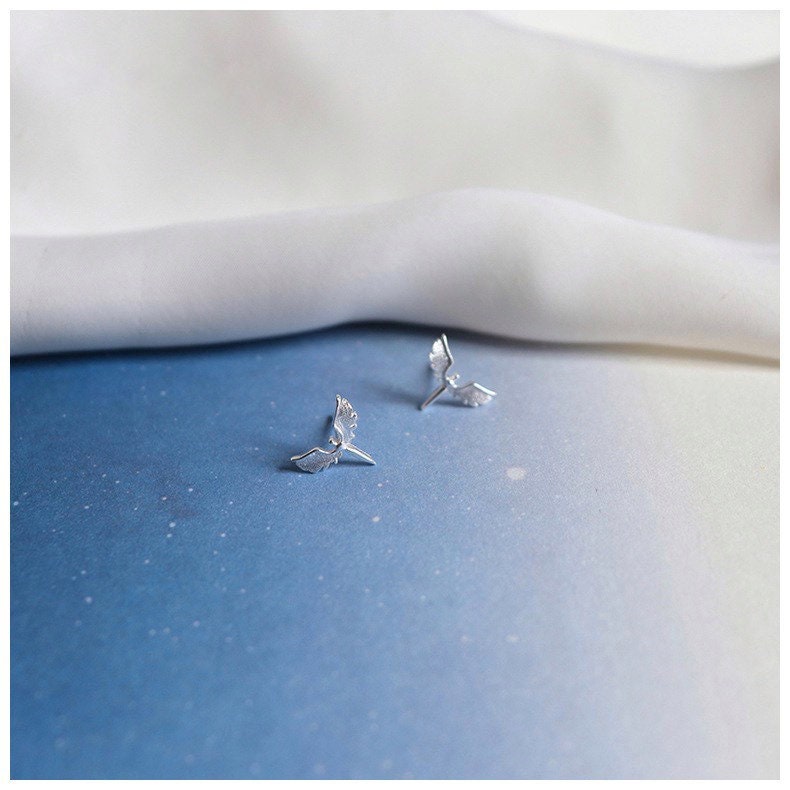 Tiny Angel Earrings| Studs| Angel wing earrings| Sterling Silver| Dainty| Gifts for kids| Cute|