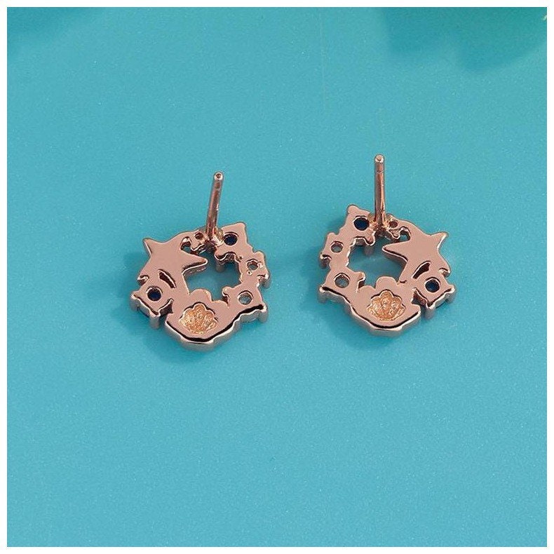 Starfish shell earrings , Sea star earrings , Rose gold studs,  Sterling Silver, S925, Dainty, Gift for her