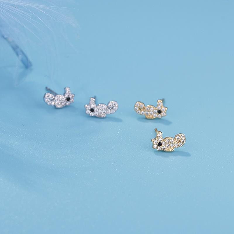 Tiny seahorse stud earrings , Sterling Silver, Cute, Ocean, Sea animals, Best gift