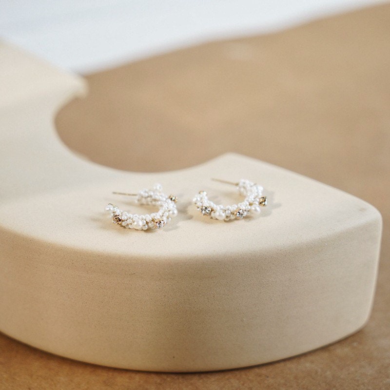 Real freshwater pearls hoops| Baroque pearls hoops| Gold hoops| Elegant | Best gift| Dainty| Handmade| Mothers Day Gift