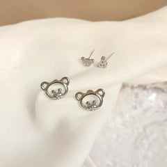 Teddy Bear Earrings| Studs| Teddy Bear Hoops | Sterling Silver| Mismatched earrings| Gifts for kids| Cutest
