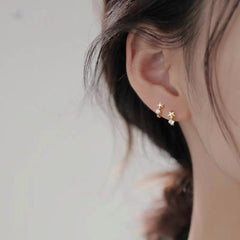 Twinkle Star hoop Earrings, Sterling Silver, Cute, Hoops , Gift for her, Starry Night