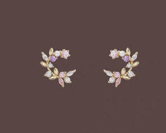 Tiny wreath earrings| Studs| Sterling Silver| Flower leaf earrings| Dainty earrings|