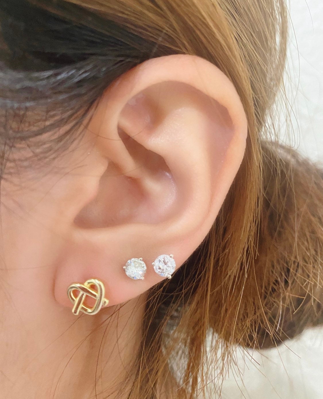 Tiny pretzel earrings| Knot Studs| Sterling Silver| Mismatched earrings| Minimalist Jewelry| Foodie| Best gift