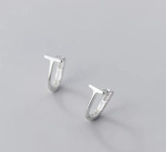 T Shape Hoop Earrings| Simple hoops|  Sterling silver | Tiny Gold Hoops| Minimalism
