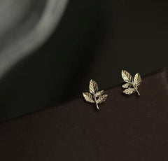 Tiny leaf earrings| Little leaf studs| Polished| Studs| Sterling Silver| Rose gold