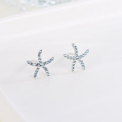 Starfish earrings , Blue starfish studs,  Sterling Silver, S925, Dainty, Gift for her