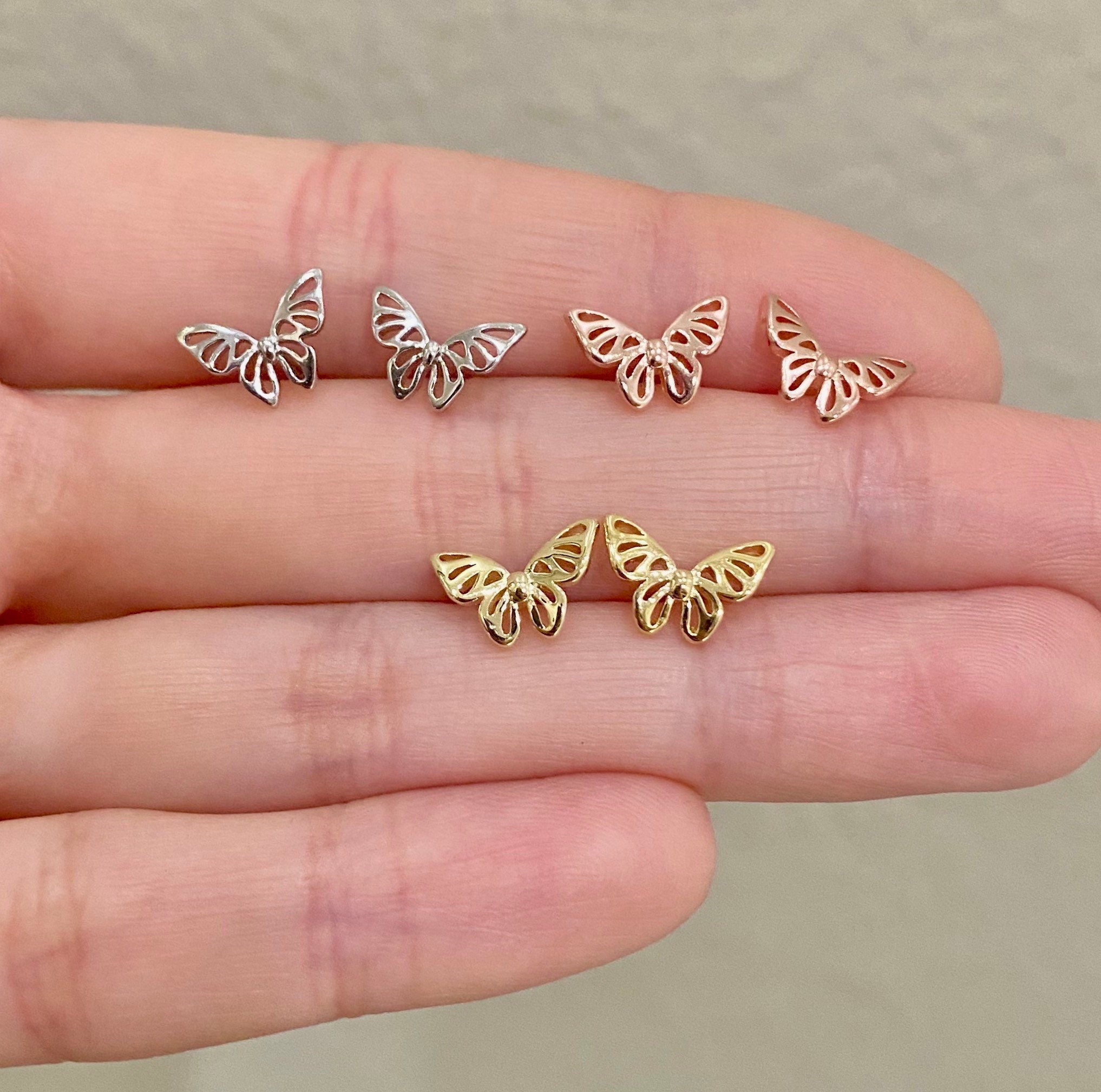 Tiny Butterfly Earrings, Sterling Silver, Gifts for kids, Cutest, Delicate