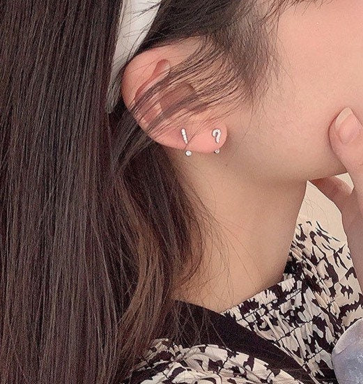 Tiny Punctuation Earrings, Question mark and exclamation mark studs, Sterling Silver, S925, Mismatched studs, Grammar studs