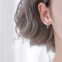 Sterling Silver Bamboo Hoop Earrings