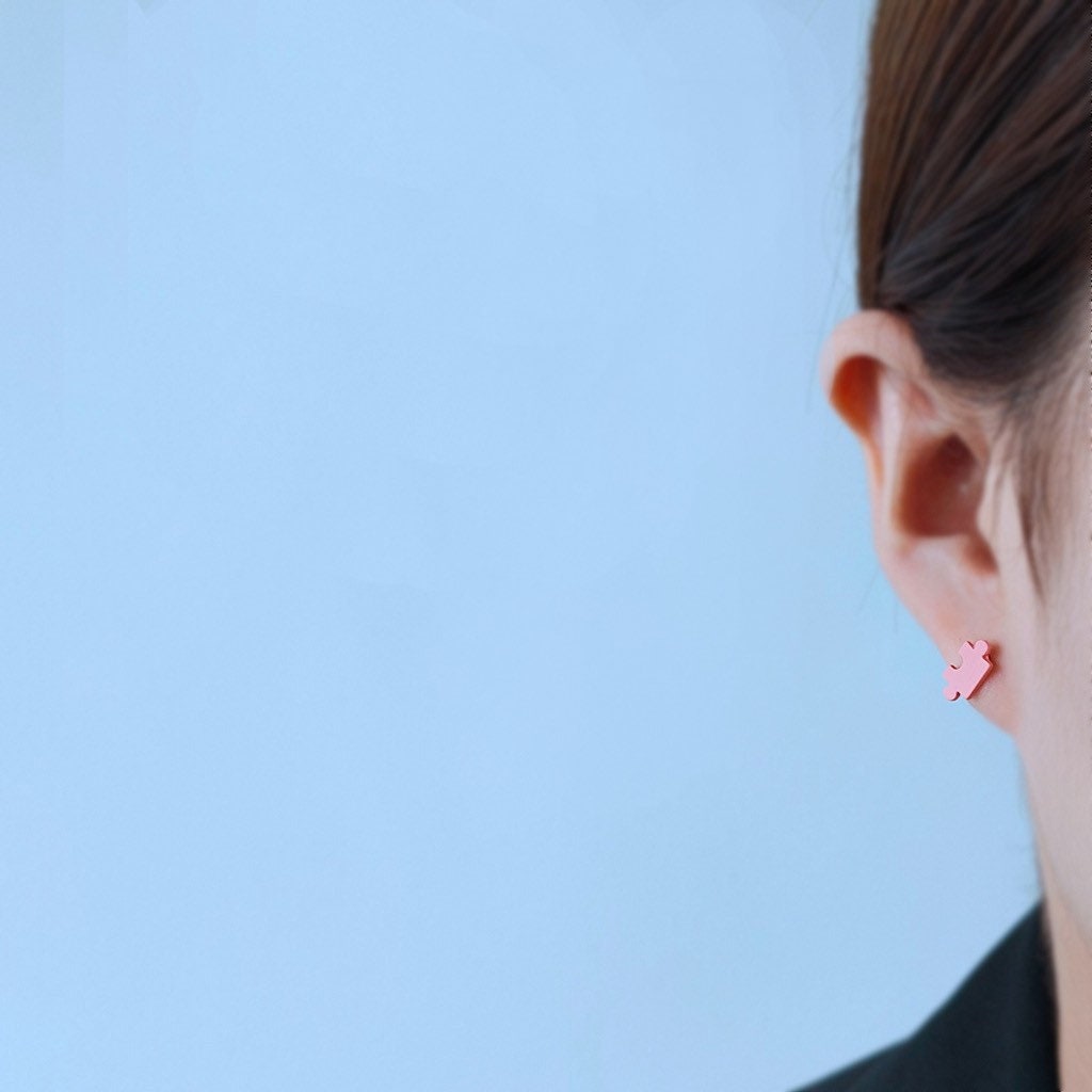 Tiny puzzle earrings | Cute| Simple| Yellow| Pink| Polymer clay earrings| Kawaii| Japanese| Anime