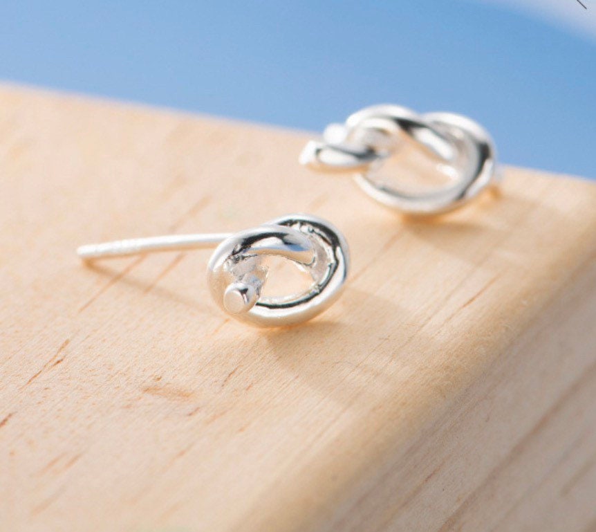 Tiny Sterling Silver Knot Studs| Minimalist Jewelry| Best gift| Gift for kids
