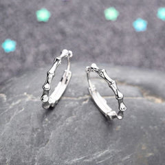 Sterling Silver Bamboo Hoop Earrings