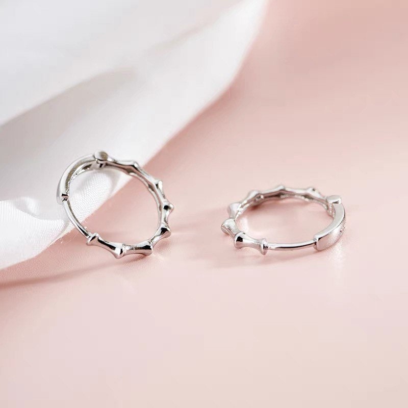 Sterling Silver Bamboo Hoop Earrings