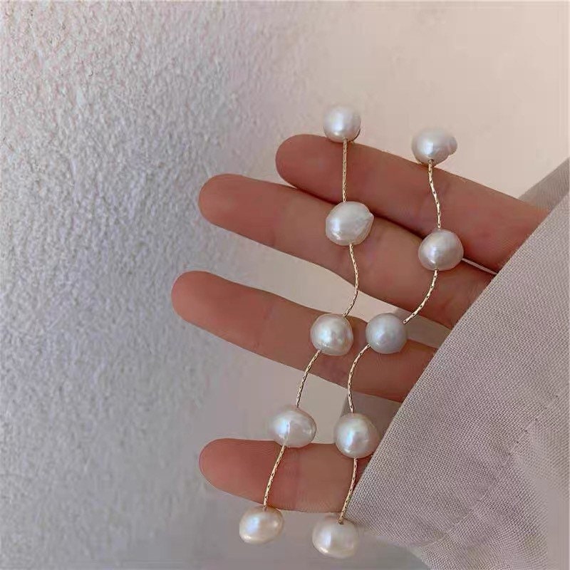 Real Freshwater Dangle Pearl Earrings