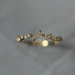 Skinny geometric diamond gold ring |Boho stacking ring | Minimalist | Tiny diamond ring | Emerald cut