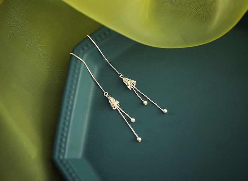Silver bell dangle earrings | Wind Chime earrings | Tibetan silver bells| Elegant| Unique