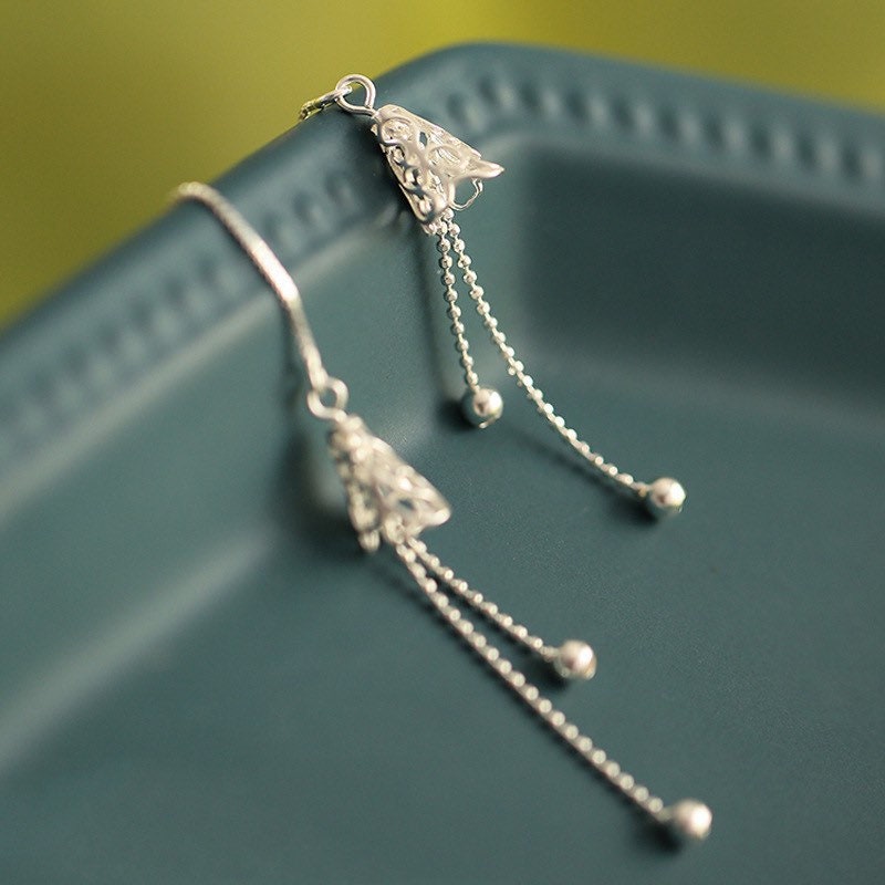Silver bell dangle earrings | Wind Chime earrings | Tibetan silver bells| Elegant| Unique