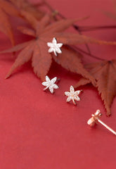 Tiny maple leaf earrings| Apricot Leaf | Little leaves studs| Studs| Sterling Silver| Cute