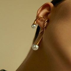 Twisted Pearl Accent Ear Cuff
