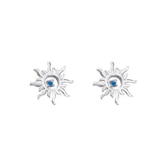 Sun Earrings | Sunflower Studs| Floral| Flower| Sterling Silver| Cute| Dainty| Sapphire