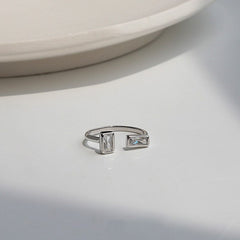 Rectangle Ring| Adjustable Ring| S925| Emerald cut| Geometric ring| Minimalist