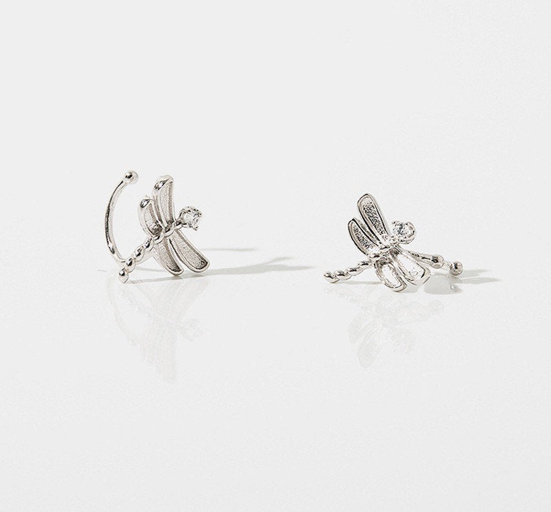 Tiny dragonfly ear cuffs| Sterling Silver