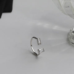 Rectangle Ring| Adjustable Ring| S925| Emerald cut| Geometric ring| Minimalist