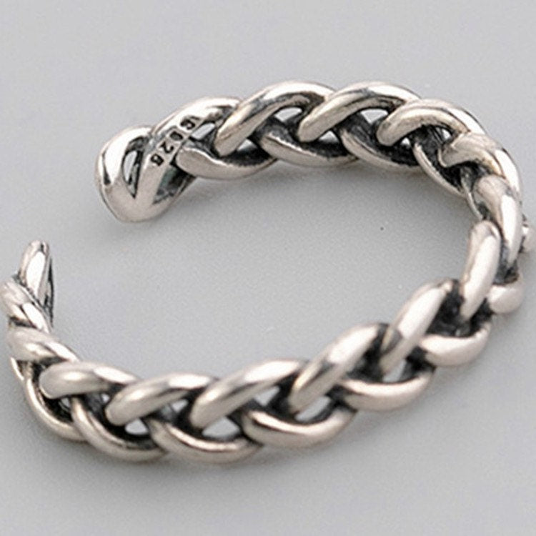 Sterling Silver Braided Ring| Adjustable Ring| S925| Simple