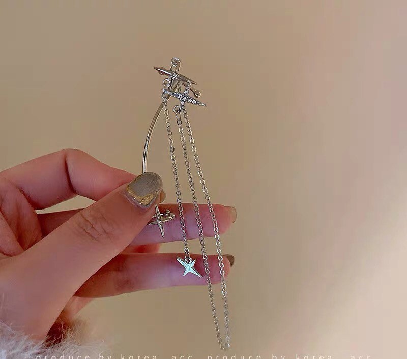 Stars Ear Cuff| Star ear cuff| Ear jacket | Celestial ear jacket£üTassel ear cuff | Ywo ways to wear