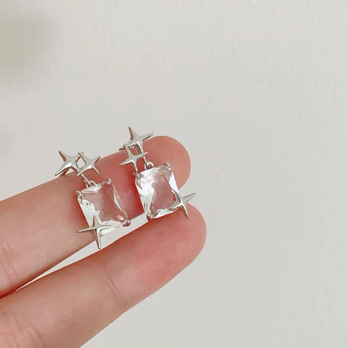 Starburst Studs Earrings| Rock sugar earrings | Crystal cube earrings| Sugar cube