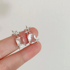 Starburst Studs Earrings| Rock sugar earrings | Crystal cube earrings| Sugar cube