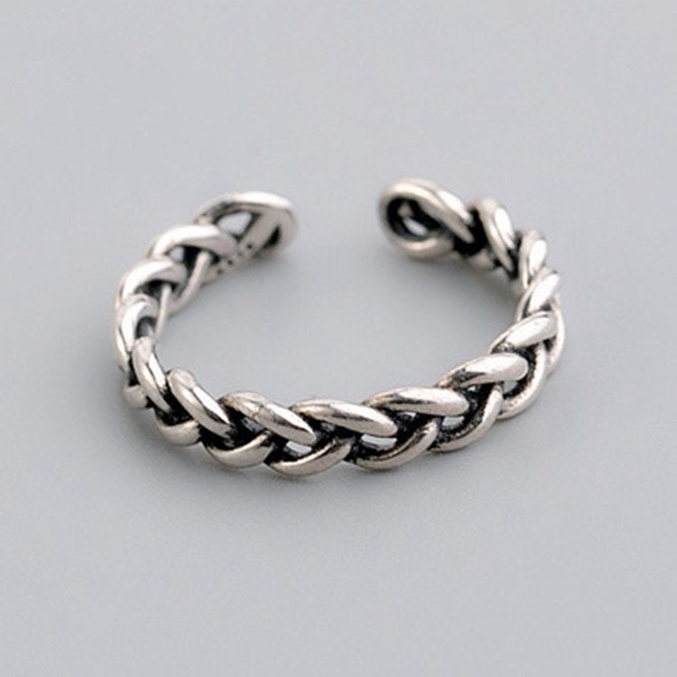 Sterling Silver Braided Ring| Adjustable Ring| S925| Simple