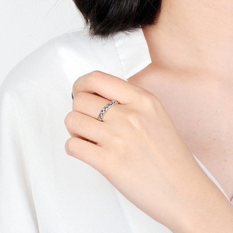 Sterling Silver Braided Ring| Adjustable Ring| S925| Simple