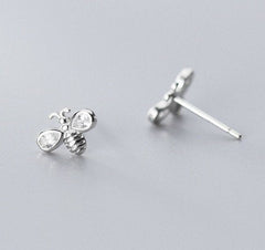 Tiny Bee Earrings, Bumblebee studs, Sterling Silver