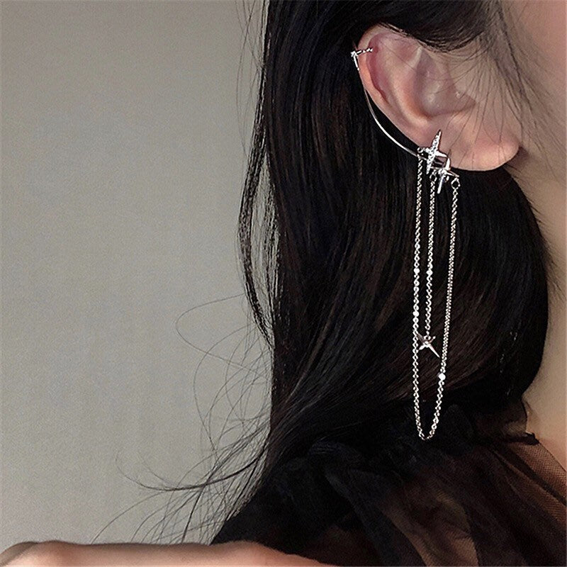 Stars Ear Cuff| Star ear cuff| Ear jacket | Celestial ear jacket£üTassel ear cuff | Ywo ways to wear