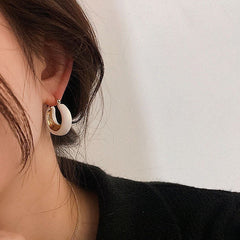 White Enamel Hoop Earrings| White Enamel Chunky Hoops|Dainty| Elegant|