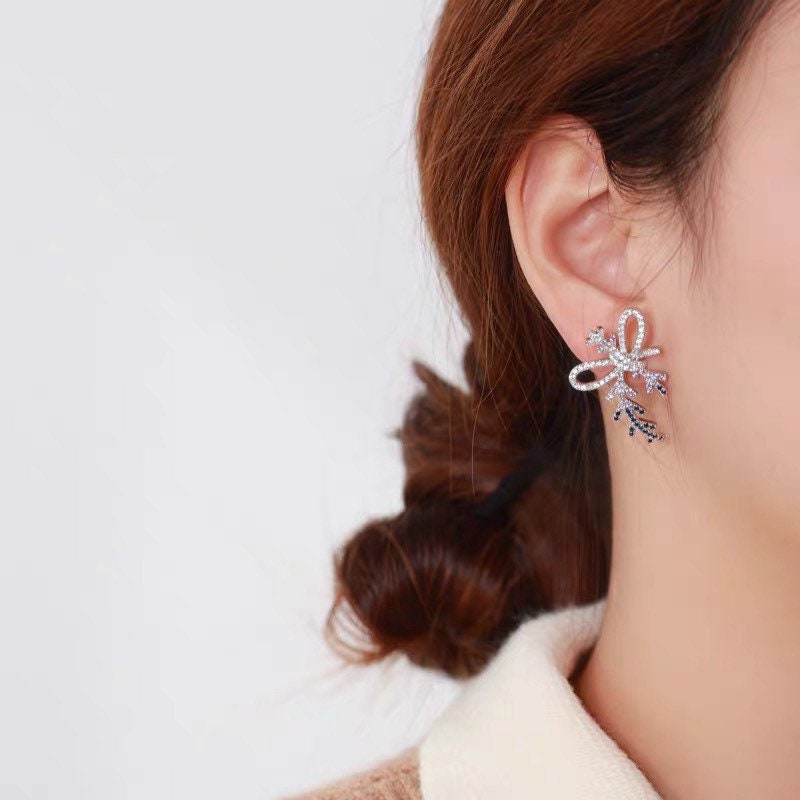 Snowflake Earrings | Ribbons | Bow| Wedding | Winter