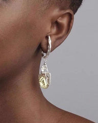 Thinker Dangle Earrings| Raw Crystal Earrings | Abstract Man Earrings| Figure earrings