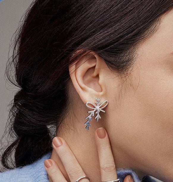 Snowflake Earrings | Ribbons | Bow| Wedding | Winter