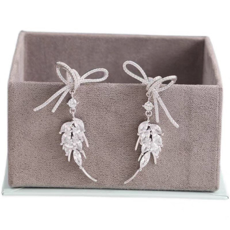 Wheat tassel earrings | Diamond wheat dangle earrings | Bride earrings | Party| Concert