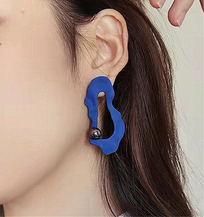 Klein Blue Water-shape Earrings