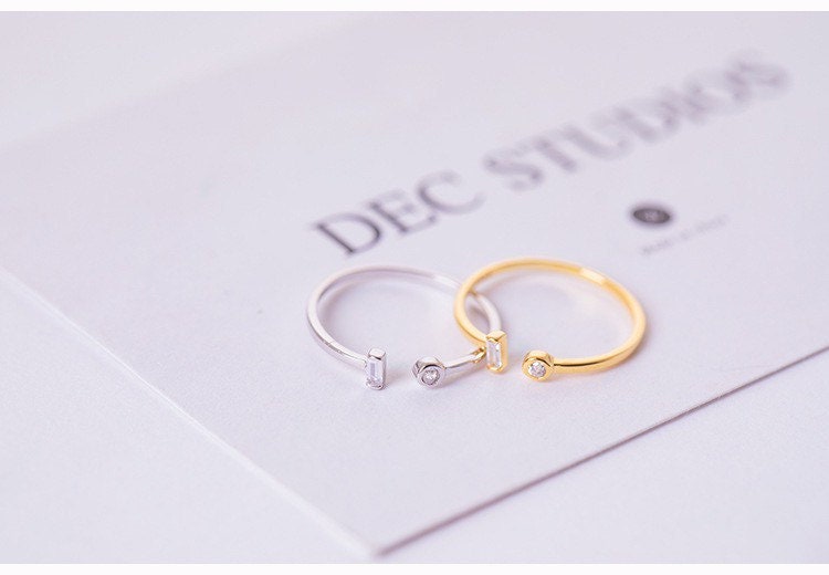 Skinny Rectangle Ring| Adjustable Ring| S925| Emerald cut| Geometric ring| Minimalist