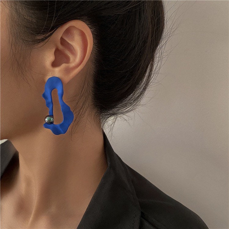 Klein Blue Water-shape Earrings