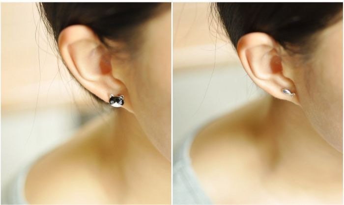 Sphynx Cat Earrings, Hairless cat earrings, Studs, Sterling Silver