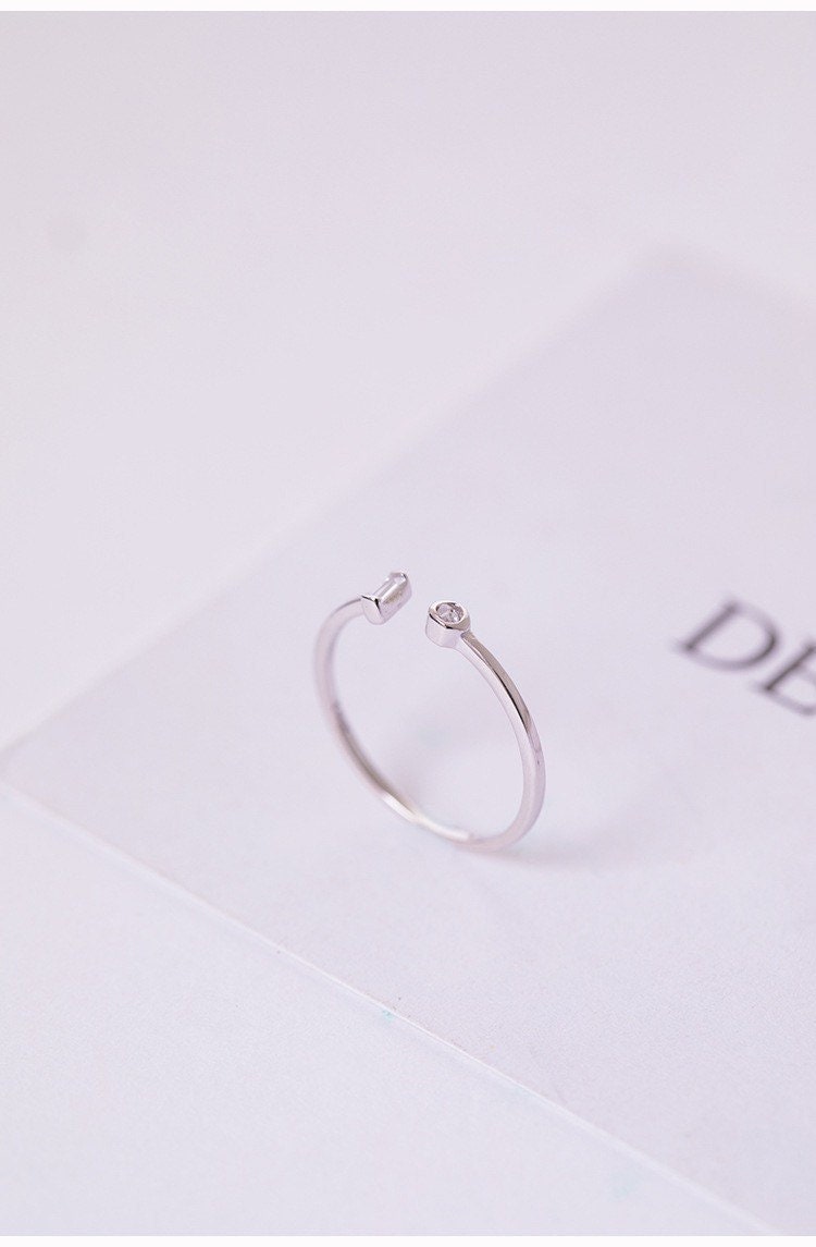 Skinny Rectangle Ring| Adjustable Ring| S925| Emerald cut| Geometric ring| Minimalist